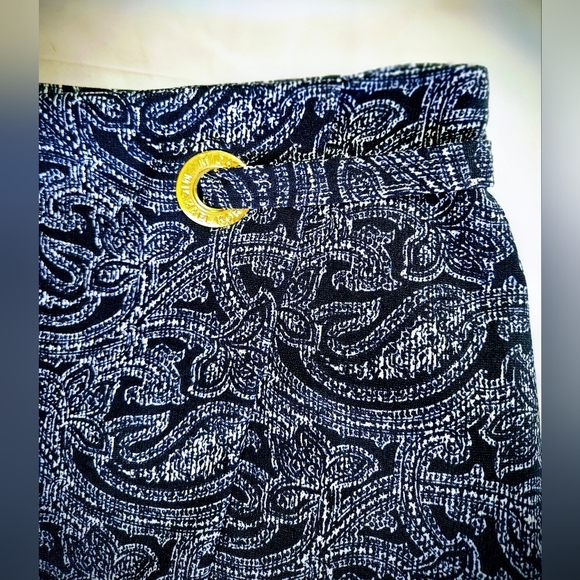 Michael Kors Womens Blue Paisley Faux Wrap Skirt With Gold Detail Size Small - Picture 3 of 10